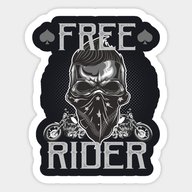 Free Rider cool Motorbike Skull Biker Gift Sticker by Foxxy Merch